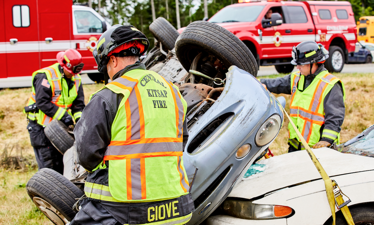 Central Kitsap Firefighters rescuing in an accident